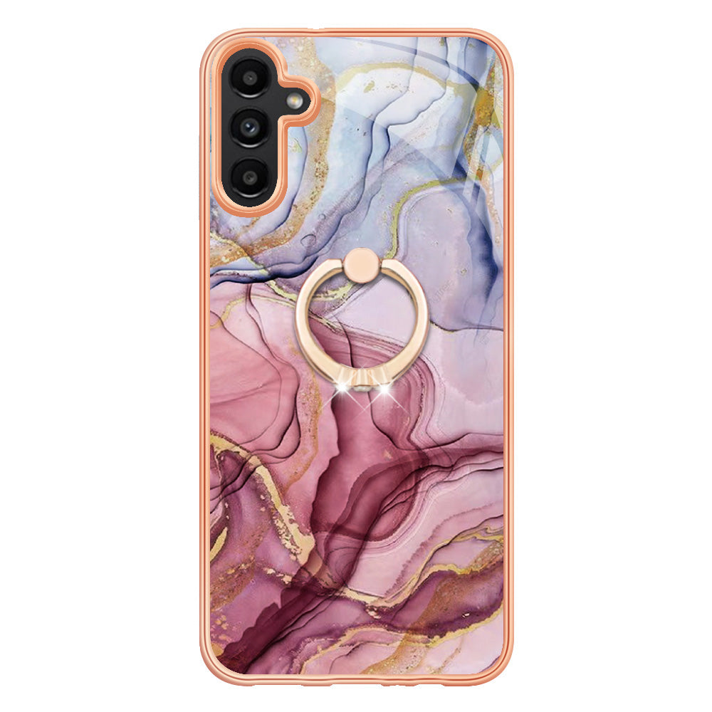 YB IMD Series-17 Style-E For Samsung Galaxy A55 5G Case 2.0mm TPU Marble Phone Cover with Ring Holder - Rose Gold YB IMD Series-17 Style-E For Samsung Galaxy A55 5G Case 2.0mm TPU Marble Phone Cover with Ring Holder - Rose Gold